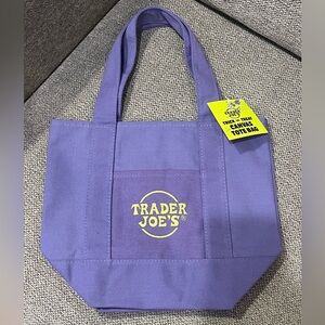 Trader Joe's Purple Canvas Mini Tote Bag NWT